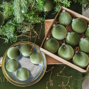 MOSS GREEN ORNAMENTS | Handmade Velvet Christmas Tree Decorations