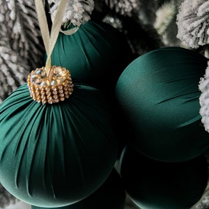 Handmade Emerald Silk Christmas Bauble: Green Holiday Ornament