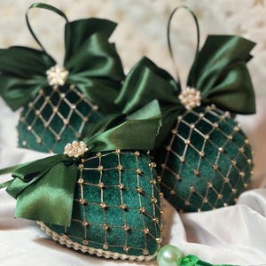 Emerald green Christmas ornaments handmade Christmas balls Christmas Baubles Christmas decoration handmade Christmas decor Christmas gift