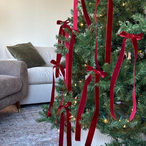Velvet Christmas Tree Bows - Clip-On Ornament Set of 12