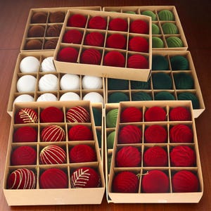 Christmas Baubles Set, 12pcs 6cm Velvet & Glitter Ornaments, Holiday Tree Decorations, Xmas Gift, Christmas Tree Decoration