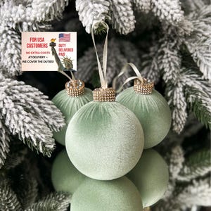 Velvet Sage Green Christmas Ornament 3.15″ – Modern Accent for Holiday Tree or Garland