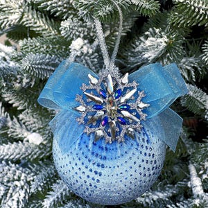 Christmas Ornament,Christmas Ball, Christmas Tree Decoration, Blue Velvet Tree Decoration,Elegant Handmade Bauble